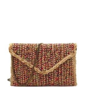 Handmade Heavy Woven Straw Boho Envelope Clutch Cross Body